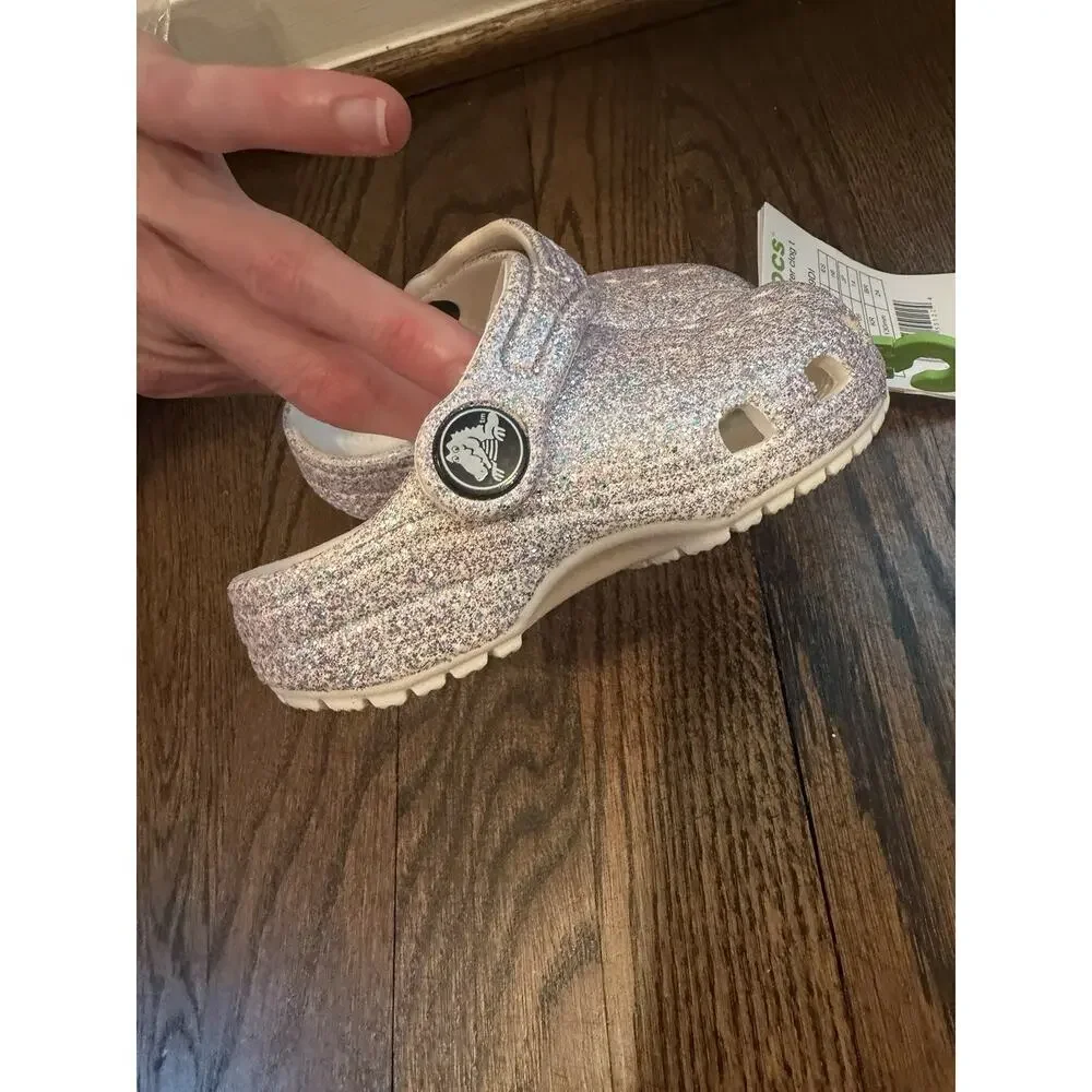 Crocs Classic Slip On Glitter Croc Little Girls Sz C6 NWT